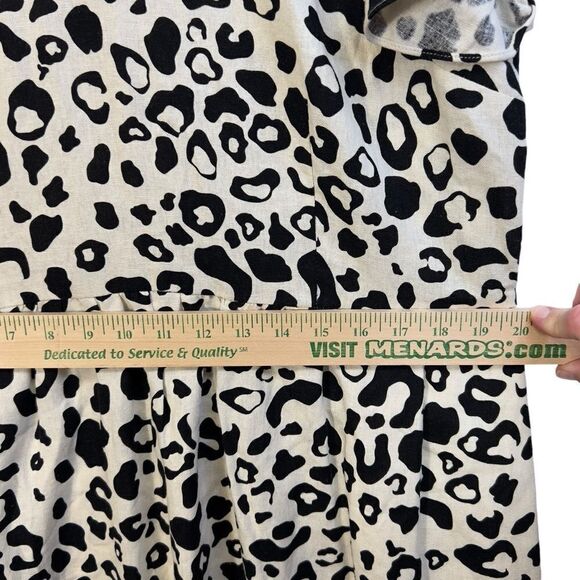 WHO WHAT WEAR Cream and Black Linen Blend Leopard Print Cap Sleeve Dress xl - Picture 8 of 15